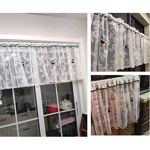  Brand: LucaSng LucaSng English Country Art Embroidered Gauze Curtain Bistro Kitchen Curtain Lace Panel Curtain