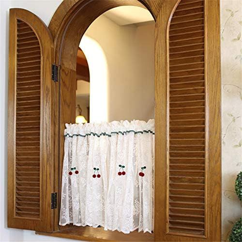  Brand: LucaSng LucaSng English Country Art Embroidered Gauze Curtain Bistro Kitchen Curtain Lace Panel Curtain