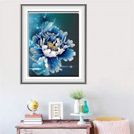 Brand: LucaSng LucaSng 5D DIY Diamond Painting, Blue Rose Peony Diamond Painting Crystal Rhinestone Embroidery Handmade Adhesive Picture Wall Decoration for Living Room, 50 x 60 cm