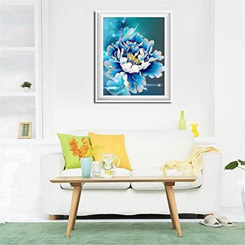  Brand: LucaSng LucaSng 5D DIY Diamond Painting, Blue Rose Peony Diamond Painting Crystal Rhinestone Embroidery Handmade Adhesive Picture Wall Decoration for Living Room, 50 x 60 cm
