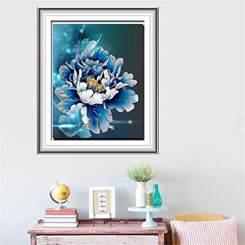  Brand: LucaSng LucaSng 5D DIY Diamond Painting, Blue Rose Peony Diamond Painting Crystal Rhinestone Embroidery Handmade Adhesive Picture Wall Decoration for Living Room, 50 x 60 cm