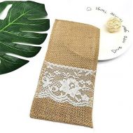 Brand: LucaSng LucaSng 20 Piece Jute Cutlery Bags Cutlery Holders Hessian Lace Vintage Wedding Decoration Table Decoration for Wedding Party