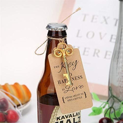  Brand: LucaSng LucaSng 50pcs Wedding Guest Favours Vintage Key Bottle Opener Clear Bag Brown Kraft Paper Gift Tags Natural Jute Twine