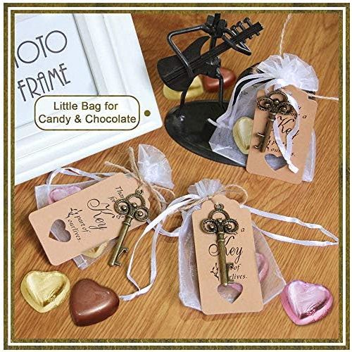  Brand: LucaSng LucaSng 50pcs Wedding Guest Favours Vintage Key Bottle Opener Clear Bag Brown Kraft Paper Gift Tags Natural Jute Twine