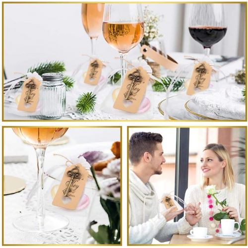  Brand: LucaSng LucaSng 50pcs Wedding Guest Favours Vintage Key Bottle Opener Clear Bag Brown Kraft Paper Gift Tags Natural Jute Twine