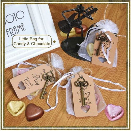  Brand: LucaSng LucaSng 50pcs Wedding Guest Favours Vintage Key Bottle Opener Clear Bag Brown Kraft Paper Gift Tags Natural Jute Twine