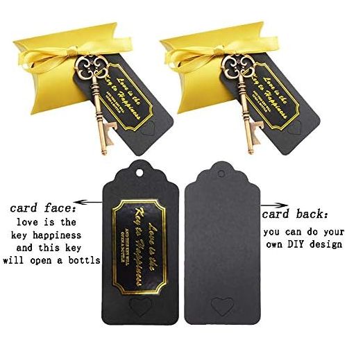  Brand: LucaSng LucaSng 50pcs Wedding Guest Favours Vintage Golden Key Bottle Opener Cushion Candy Boxes Gift Tags White Gold Ribbon