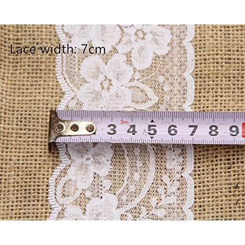  Brand: LucaSng LucaSng 5 Pieces Hessian Lace Chair Bows Sash 15 x 240 cm Chair Cover Bow Natural Hessian Rustic Shabby Chic Wedding