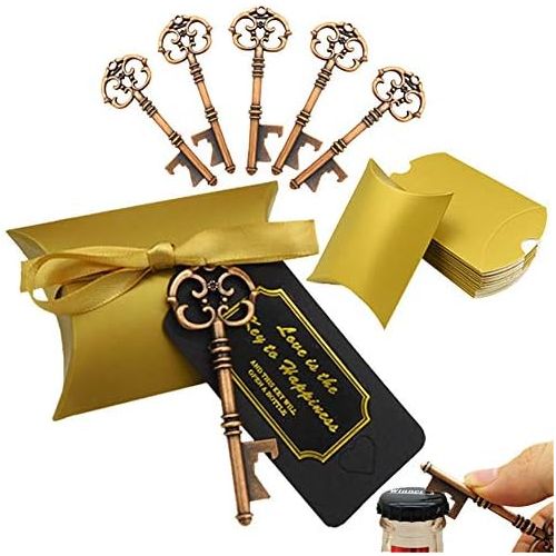  Brand: LucaSng LucaSng 50pcs Retro Key Bottle Opener Wedding Bottle Opener with Candy Boxes Cushion Box Party Banquet Bar Supplies