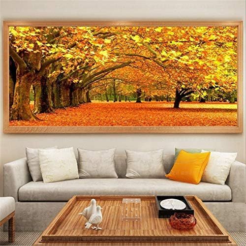  Brand: LucaSng LucaSng 5D Diamond Painting Set Forest Autumn Landscape Diamond Painting Full Large DIY Peacock Living Room Bedroom Wall Decoration, 180 x 70 cm