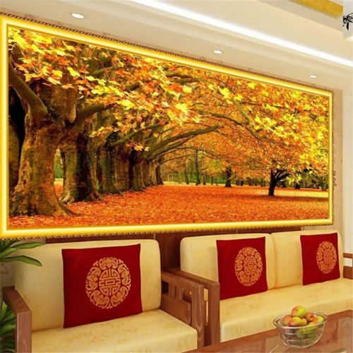  Brand: LucaSng LucaSng 5D Diamond Painting Set Forest Autumn Landscape Diamond Painting Full Large DIY Peacock Living Room Bedroom Wall Decoration, 180 x 70 cm