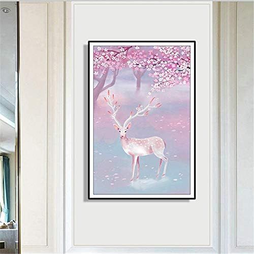  Brand: LucaSng LucaSng 5D DIY Diamond Painting Diamond Set, Moose Cherry Blossoms Full Drill Diamond Painting Embroidery Cross Stitch Painting for Home Nursery, 80 x 120 cm