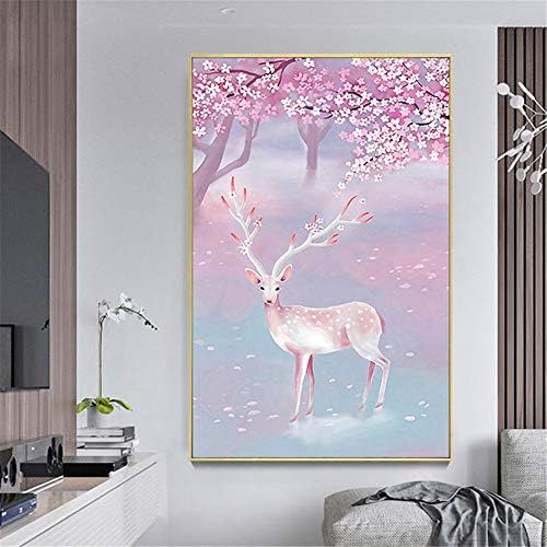  Brand: LucaSng LucaSng 5D DIY Diamond Painting Diamond Set, Moose Cherry Blossoms Full Drill Diamond Painting Embroidery Cross Stitch Painting for Home Nursery, 80 x 120 cm