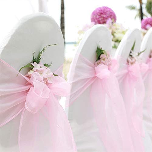  Brand: LucaSng LucaSng Organza Chair Ribbon Bow, Pack of 50 Ribbon Chair Bows Chair Sash Decoration Ribbon Wedding Banquet Birthday Party