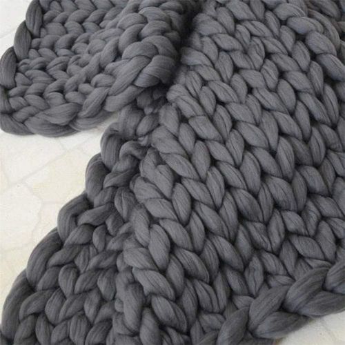  Brand: LucaSng LucaSng Knitted Blanket Chunky Knitted Blanket Wool Yarn Arm Knitting Throw Super Large Chunky Knit Blanket Pet Bed Chair Sofa Yoga Mat Rug, dark grey, 80x100cm