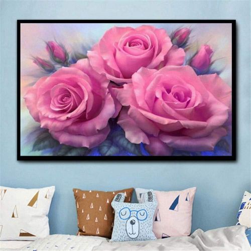  Brand: LucaSng LucaSng 5D Diamond Painting Kits, DIY Pink Stieg Flower Full Drill Painting Diamond Full Drill Large Embroidery Painting for Wall Decor, 50*80cm