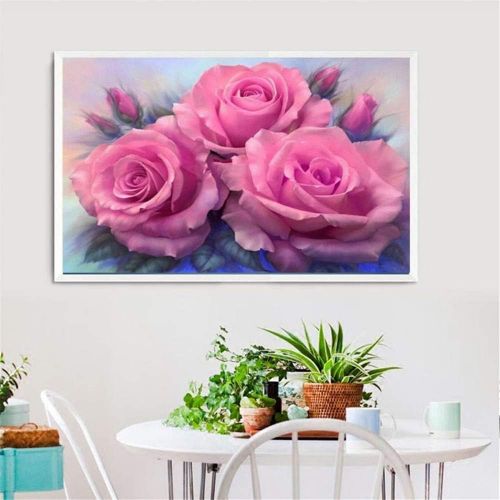  Brand: LucaSng LucaSng 5D Diamond Painting Kits, DIY Pink Stieg Flower Full Drill Painting Diamond Full Drill Large Embroidery Painting for Wall Decor, 50*80cm