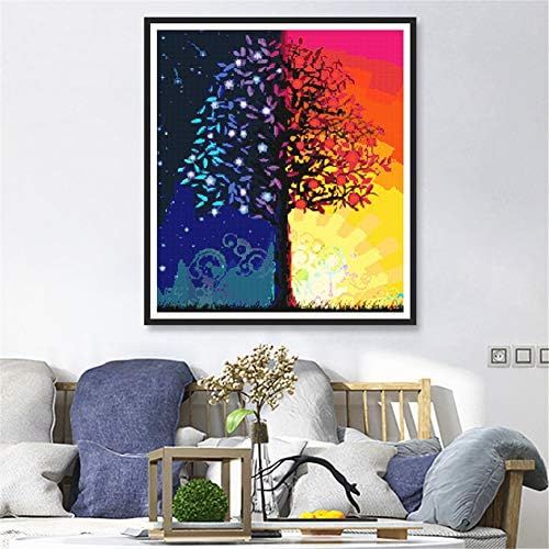  Brand: LucaSng LucaSng 5D Diamond Painting, Tree Day and Night Full Drill Diamond Set Drawing Full Large DIY Embroidery Decoration for Home, 60 X 95 cm