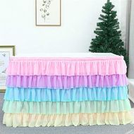 Brand: LucaSng LucaSng Tulle Table Skirt Multicoloured Chiffon Tulle Tablecloth Gradient Rainbow Tutu Table Skirt for Party, Wedding, Birthday