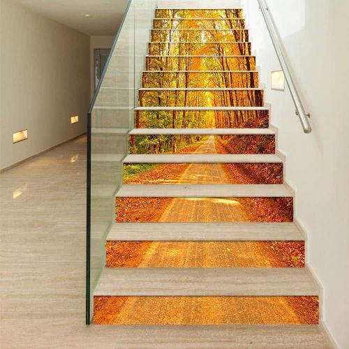  Brand: LucaSng LucaSng 3D Natural Landscape Self Adhesive Staircase Wall Painting Vinyl Decal Wallpaper Sticker 39.3 Inch x 7.08 Inch x 13 Pieces