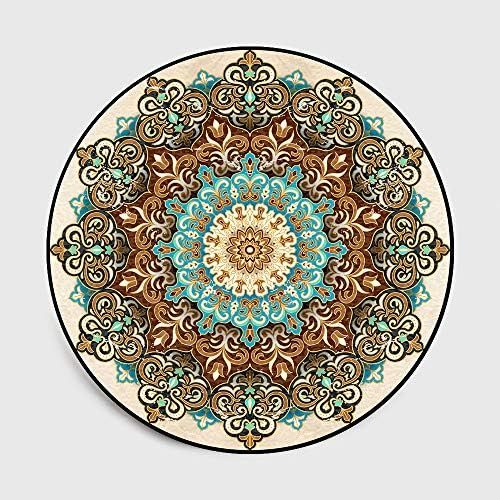  Brand: LucaSng LucaSng Vintage Ornate Round Rug Nordic Folk Style Living Room Bedroom Study Bohemian Rug