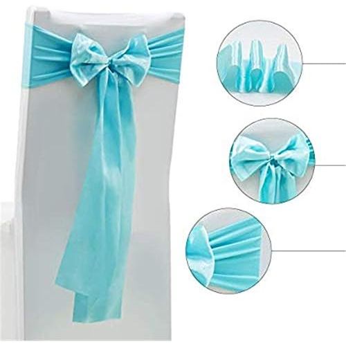  Brand: LucaSng LucaSng Elastic Wedding Decoration Multicoloured Satin Chair Cover Bow Ties for Parties, Chair Sashes with Satin Bows