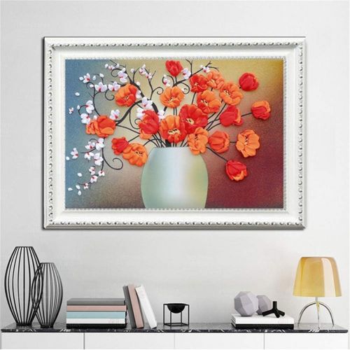  Brand: LucaSng LucaSng DIY 5D Diamond Painting Set Flower Vase Full Drill Crystal Rhinestone Embroidery Crystal Cross Stitch Picture Canvas Wall Decoration, 70 x 100 cm