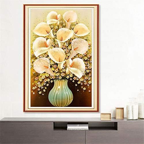  Brand: LucaSng LucaSng DIY 5D Diamond Painting, Calla Lily Flower Vase Full Crystal Rhinestone Embroidery Large Pictures for Home Wall Decor