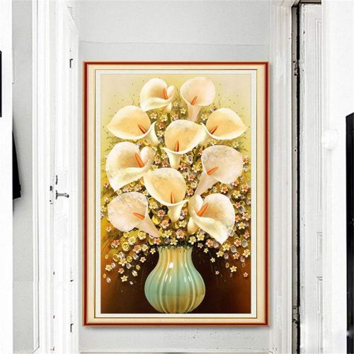  Brand: LucaSng LucaSng DIY 5D Diamond Painting, Calla Lily Flower Vase Full Crystal Rhinestone Embroidery Large Pictures for Home Wall Decor