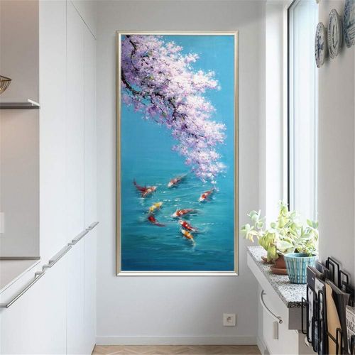  Brand: LucaSng LucaSng DIY 5D Diamond Painting Diamond Painting, Cherry Tree Fish Cherry Blossom, Full Drill Diamond Set Drawing Large Embroidery Wall Decoration, 70 X 140 CM