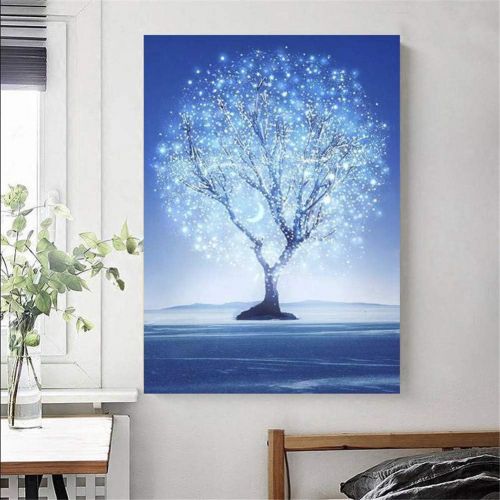  Brand: LucaSng LucaSng 5D DIY Diamond Painting, 50 x 80 cm, Blue Fantasy Tree Diamond Painting Mosaic by Numbers Cross Stitch Craft for Home Wall Deocr