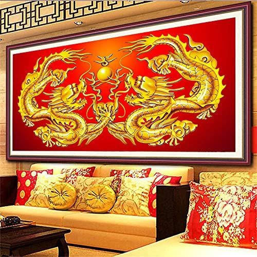  Brand: LucaSng LucaSng 5D DIY Diamond Painting Kits for Adults Children Dragon Diamond Painting Embroidery Craft Full Drill Large Images for Home Wall Decor 100 x 60 cm