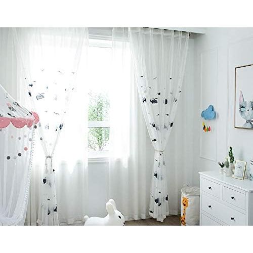  Brand: LucaSng LucaSng Set of 2 Sheer Voile Curtain Voile Polyester Transparent Living Room Window Curtain for Bedroom Baby Room