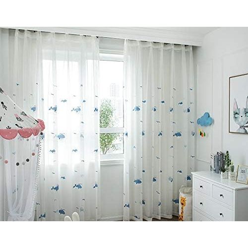  Brand: LucaSng LucaSng Set of 2 Sheer Voile Curtain Voile Polyester Transparent Living Room Window Curtain for Bedroom Baby Room