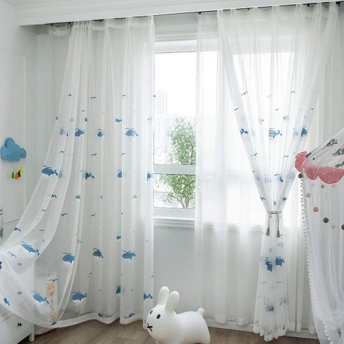  Brand: LucaSng LucaSng Set of 2 Sheer Voile Curtain Voile Polyester Transparent Living Room Window Curtain for Bedroom Baby Room