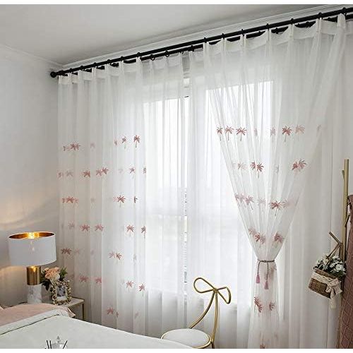  Brand: LucaSng LucaSng Set of 2 Transparent Voile Curtain Transparent Window Curtain Living Room Bedroom