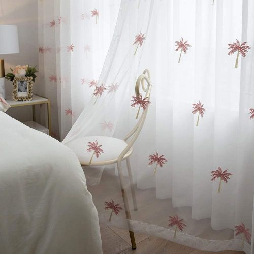  Brand: LucaSng LucaSng Set of 2 Transparent Voile Curtain Transparent Window Curtain Living Room Bedroom