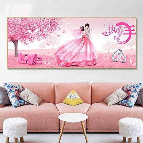  Brand: LucaSng LucaSng 5D Diamond Painting Full Drill Set DIY Diamond Painting Painting Pictures Large Cross Stitch Decoration for Home Wall Decor Love Marriage, 150*70cm