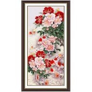 Brand: LucaSng LucaSng 5D Diamond Painting Full Drill Painting Kit, Drawing DIY Embroidery Cross Stitch Diamond Decoration Large Pictures (Peony Flower Nine Fish)