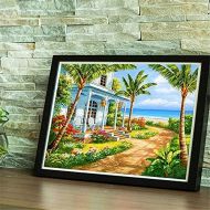 Brand: LucaSng LucaSng 5D DIY Diamond Painting Set Full Drill Diamond Painting Living Room Wall Stickers, Crystal Embroidery Cross Stitch Arts Craft Decor - Home by the Sea Landscape