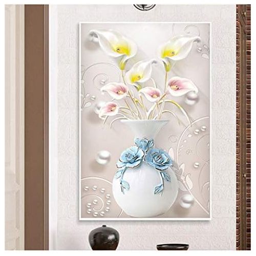  Brand: LucaSng LucaSng DIY 5D Diamond Painting Kit, Calla Lily Flowers in Vase Diamond Painting Rhinestones Rhinestone Embroidery Handmade Adhesive Picture Arts Craft, 60 X 95 cm