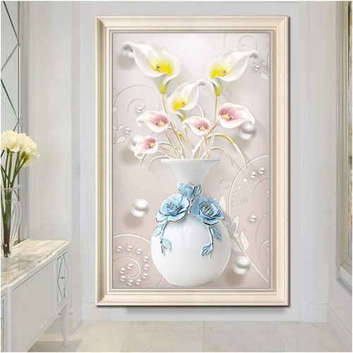  Brand: LucaSng LucaSng DIY 5D Diamond Painting Kit, Calla Lily Flowers in Vase Diamond Painting Rhinestones Rhinestone Embroidery Handmade Adhesive Picture Arts Craft, 60 X 95 cm