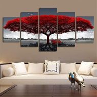 Brand: LucaSng LucaSng 5-Piece Africa Elephant Wall Picture Non-Woven Canvas Picture XXL Format Wall Pictures Living Room Home Decoration Art Prints, 200x100cm