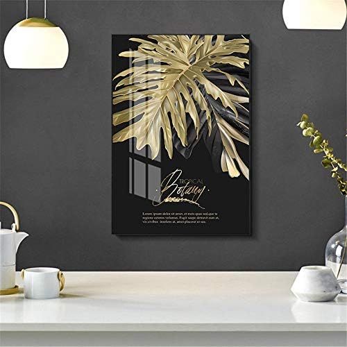  Brand: LucaSng LucaSng Set of 3 Design Poster Wall Pictures Forest Golden Leaves Palm Leaves Without Frame Wall Print Pictures Art Poster Decoration for Living Room