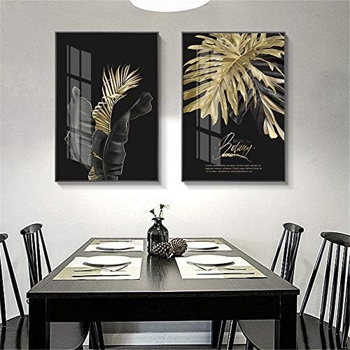  Brand: LucaSng LucaSng Set of 3 Design Poster Wall Pictures Forest Golden Leaves Palm Leaves Without Frame Wall Print Pictures Art Poster Decoration for Living Room