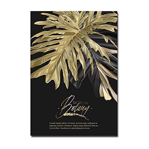  Brand: LucaSng LucaSng Set of 3 Design Poster Wall Pictures Forest Golden Leaves Palm Leaves Without Frame Wall Print Pictures Art Poster Decoration for Living Room