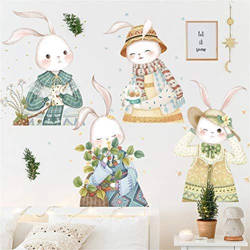  Brand: LucaSng LucaSng Vinyl Tapete Wandtattoo Wandsticker Kinderzimmer, Suesse Kaninchen Hase Vinyl Wandaufkleber Dekoration fuer Madchen Kinderzimmer Kindergarten