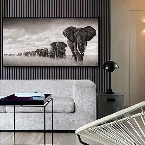  Brand: LucaSng LucaSng Afrika Elefant Wandbild Premium Poster Set Bilder Wohnzimmer Modern Schlafzimmer Bild fuer Ihre Wand - ohne Rahmen (60 * 120cm)