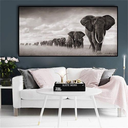  Brand: LucaSng LucaSng Afrika Elefant Wandbild Premium Poster Set Bilder Wohnzimmer Modern Schlafzimmer Bild fuer Ihre Wand - ohne Rahmen (60 * 120cm)