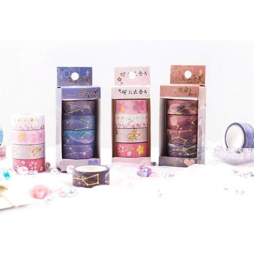  Brand: LucaSng LucaSng Washi Tape Set, 12 Rollen, Masking Tape Sternenhimmel Sternbild Kirschbluete Klebebander Set Dekoband fuer DIY Scrapbooking Journal